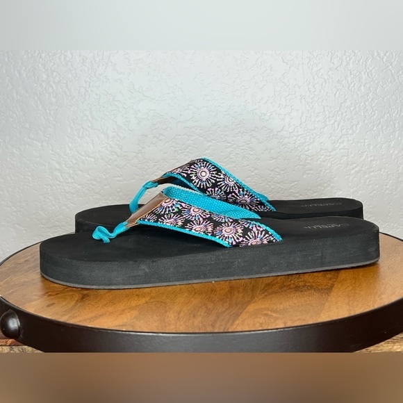 282. Capelli of New York Thong Sandals Black/Teal 9 - Picture 4 of 8